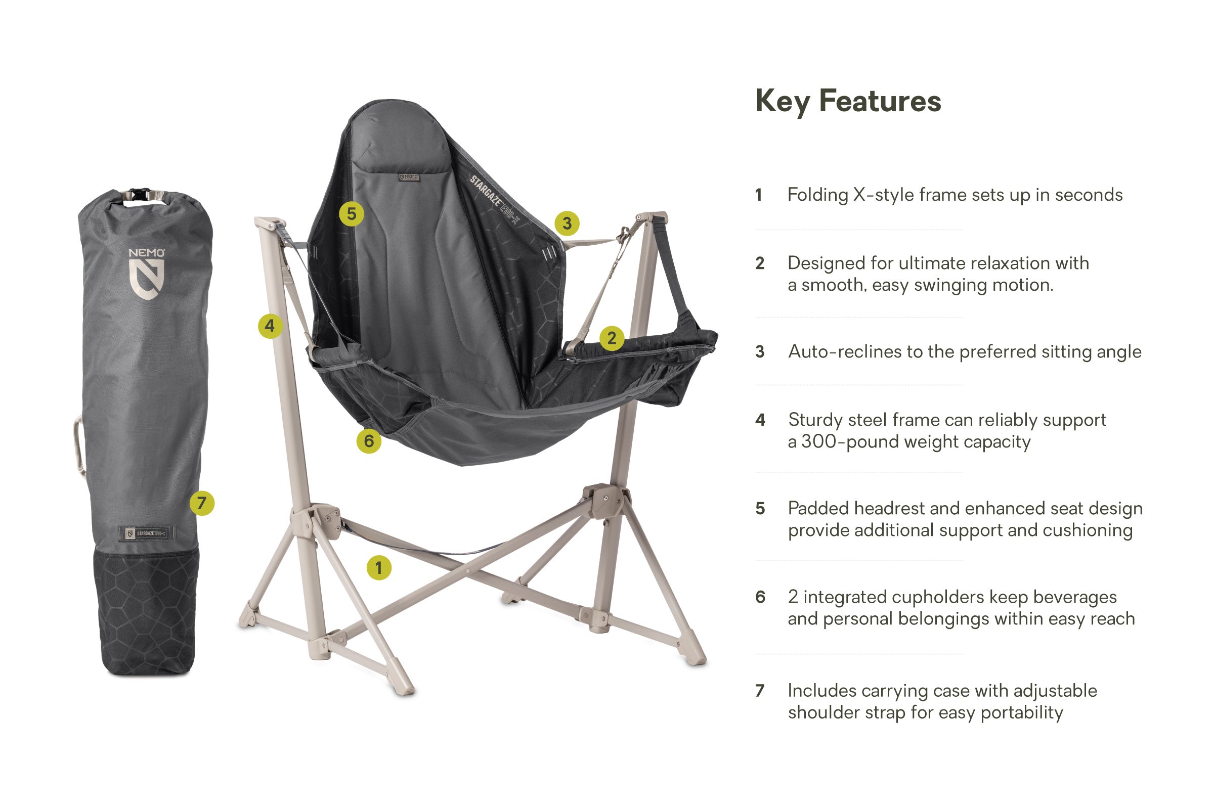 NEMO Stargaze Recliner Low ブラック/グリーン Stargaze™ Reclining Camp Chair