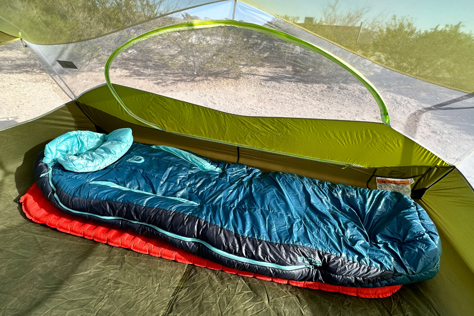 Nemo sleeping pad laid out inside a tent