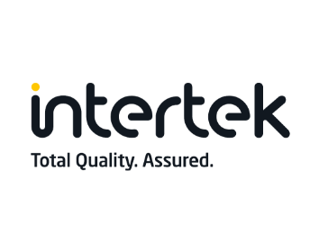 The intertek logo on a black background.